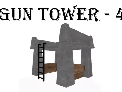 Gun Tower 4 Free low-poly 3D model