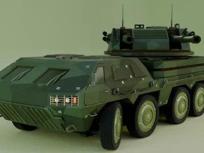  wheeled tank 3D model