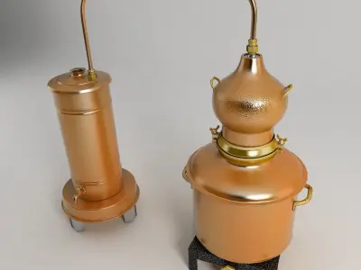 distiller two copper stills 3D model