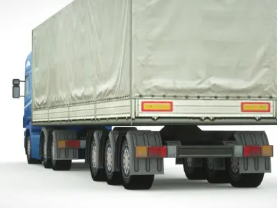 Semi-truck 702 Low-poly 3D model