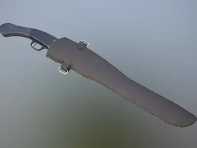 Animated Sawed-off Mossberg Shotgun and Holster Game-Ready Low-poly 3D model