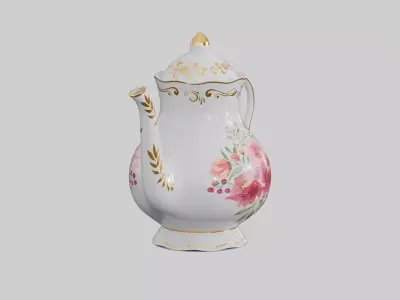 Vintage teapot Low-poly 3D model