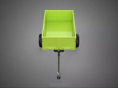 GARBAGE RUBBISH TRASH TRAILER CART WAGON BIN DUMP TRUCK CARGO 3D model