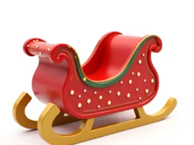 Stylized Santa Claus Sleigh Low-poly 3D model
