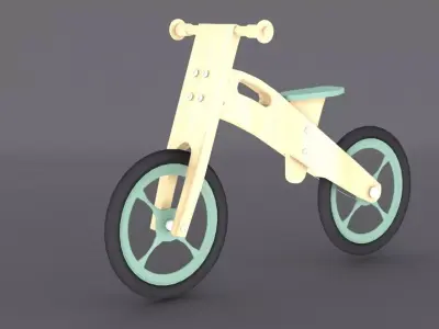 Wooden Balance Bike  Low-poly 3D model
