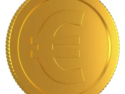 Euro Gold Coin 01 3D model