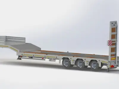 3 Axle Lowbed 3D Drawing on Solidworks Ready to Production 3D model