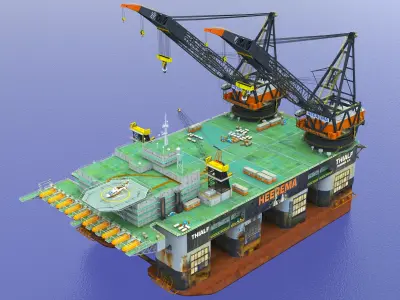 Offshore lifting platform-drilling platform 3D model