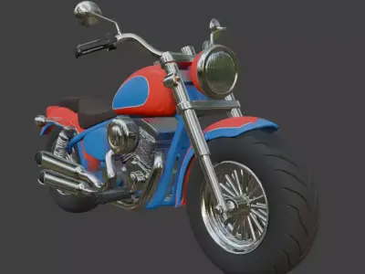 Stylized Cruiser Motorcycle 3D Model 3D model