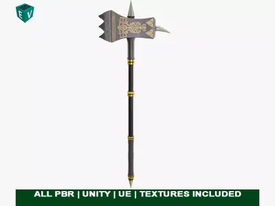 Battle Hammer03 All PBR Unity UE Textures Included Low-poly 3D model