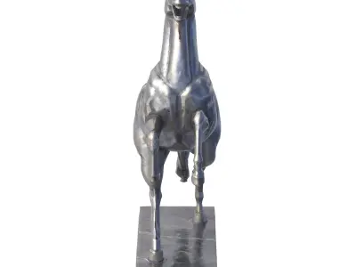 Rearing horse metal statues Low-poly 3D model