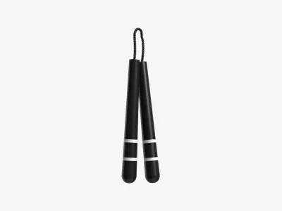 Nunchaku in Black Low-poly 3D model