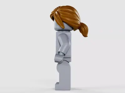 Lego Minifigure Brown Ponytail Hair 3D model