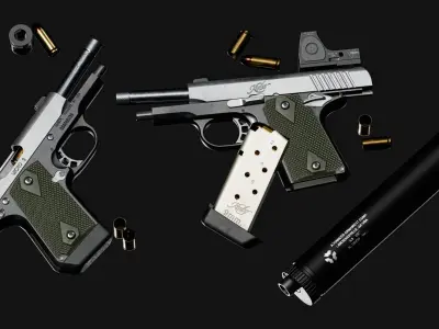 Kimber Micro 9 Trijicon RMR SD or Comp Attachments Low-poly 3D model