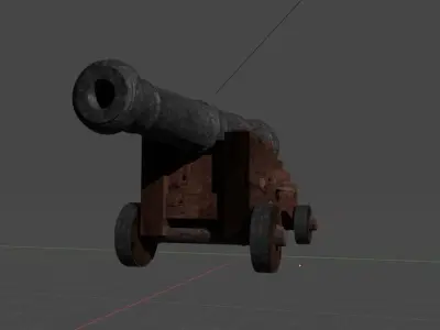 Old pirate ship cannon Low-poly 3D model