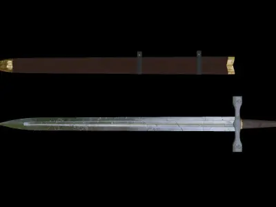 Sword and Scabbard Set Low Poly Low-poly 3D model