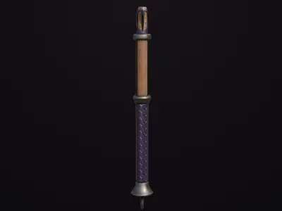 Battle Axe 14 Violet Handle All PBR Unity UE Textures Included Low-poly 3D model