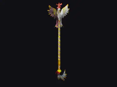 Magical Staff Parrot Phoenix Bird Wizard Wand Stick Scepter Low-poly 3D model