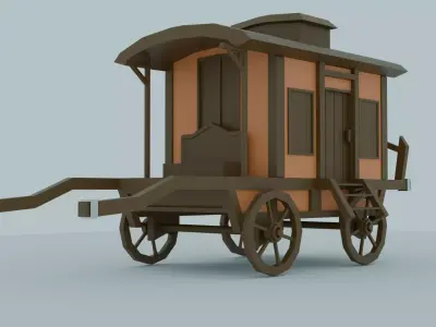 Medieval carriage Low-poly 3D model purchase