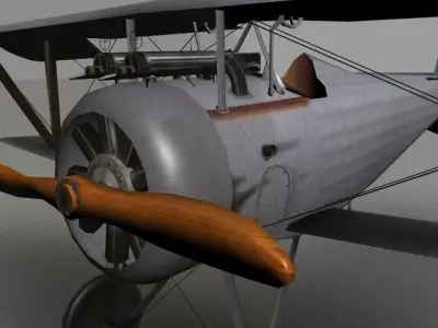 French Nieuport 24 WW1 Biplane fighter Low-poly 3D model