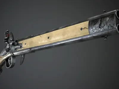 Flintlock Pistol Silver Wolf - Model and Textures Low-poly 3D model