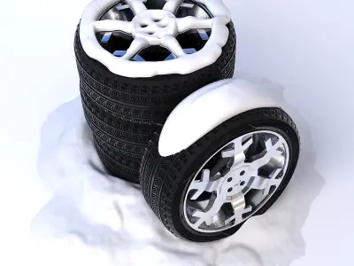 Snow tires set  3D model