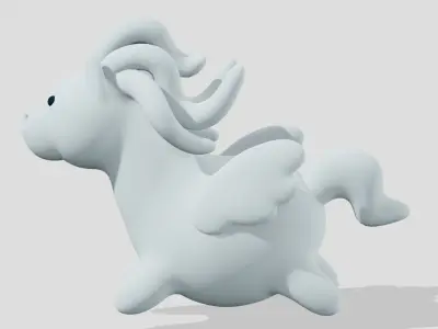 Cute little pegasus flying  3D model