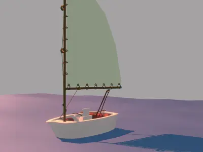 Dinghy 3d sailboat Low-poly 3D model