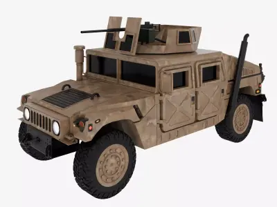 Army Hummer 3D Model Low-poly 3D model