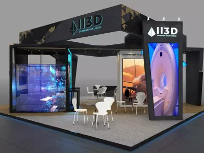 Exhibition Stand Stall Two Side Open 9X9 3D model