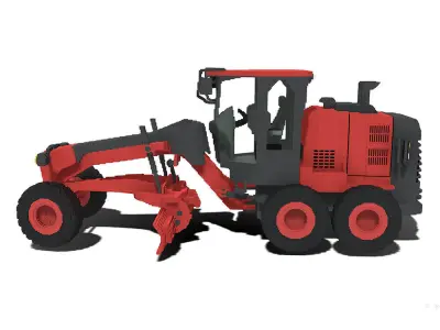 Voxel Grader Truck Low-poly 3D model