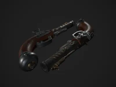 Flintlock Pistol Low-poly 3D model get
