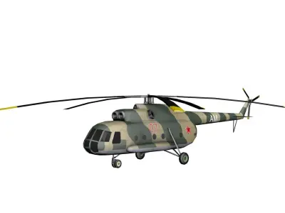 Mi-8 Russian Military Helicopter Low-poly Free low-poly 3D model