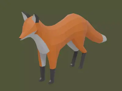 Stylized lowpoly FOX Low-poly 3D model