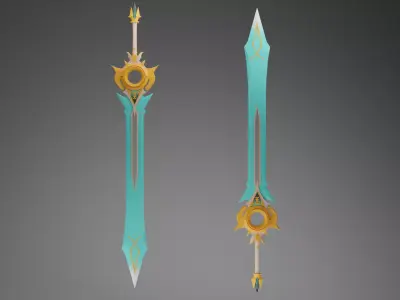 Light Demon Great Sword - Anime Sword Low Poly 3d model Low-poly 3D model