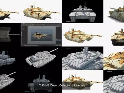 T-90 MS Desert Collection 3D Model Pack