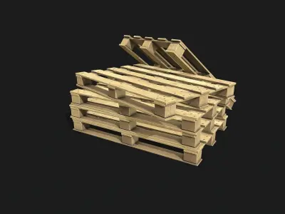 Wooden Pallet Low-poly 3D model 16
