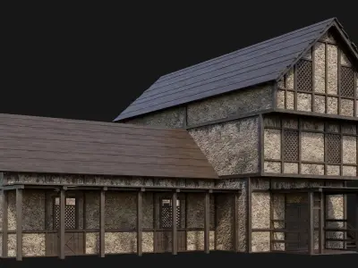 209-210-211-212 Old Medieval Houses Pack 4K Textures Low-poly 3D model