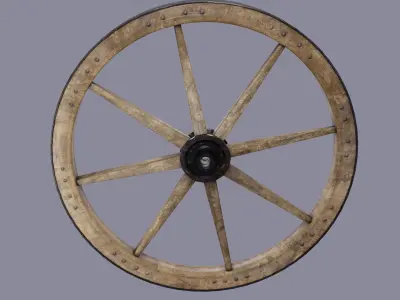 Medieval Wheel Low-poly 3D model