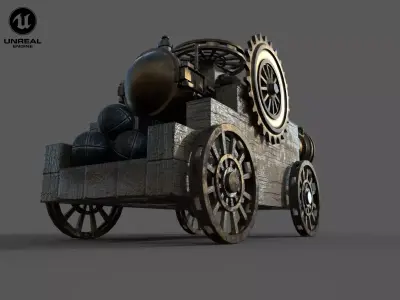 Steampunk Cannon Low Poly 3D model Low-poly 3D model