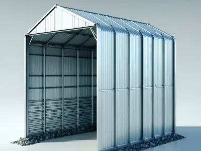 Realistic Metal Garage 3D Model Low-poly 3D model