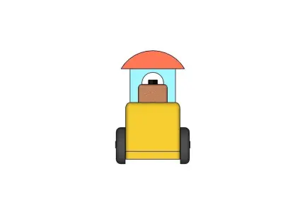 Simple Truck with troly 3D model Transportation asset Low-poly 3D model