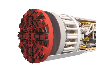 tunnel boring machine Low-poly 3D model