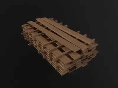 Wood Board Stock 3D Model Low-poly 3D model