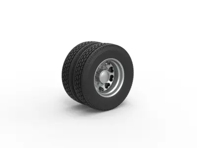 Rear custom wheel of semi truck Version 25 Scale 1 to 25 3D print model
