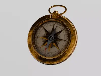 Steampunk Brass Pocket Compass  Detailed PBR 3D Model 3D model
