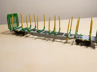 Pre supported Sgnss R 9 log carrying wagon H0 Scale 3D print model
