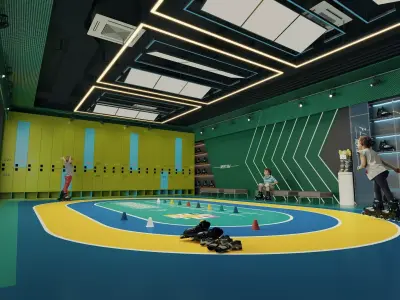 Indoor Roller Skating Rink Kids Training Center Scene 3D model