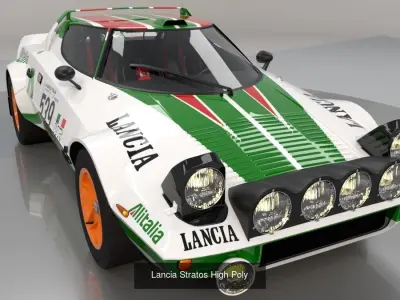 Lancia stratos High Poly and Low Poly 3D Model Pack