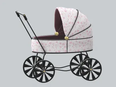Doll carriage Dolls and their accessorizes  PBR model Low-poly 3D model